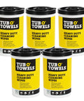 Heavy Duty 10 By 12 Inch Multi Surface Cleaning Wipes No Water Needed 90 Count Per Canister 5 Pack front view