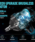 450 Nm Brushless Cordless Impact Wrench One Half Inch Drive With 4.0 Ah Battery And Four Sockets Beast Power For Cars DIY Projects Furniture Lawn Mower Blue, motor cutaway