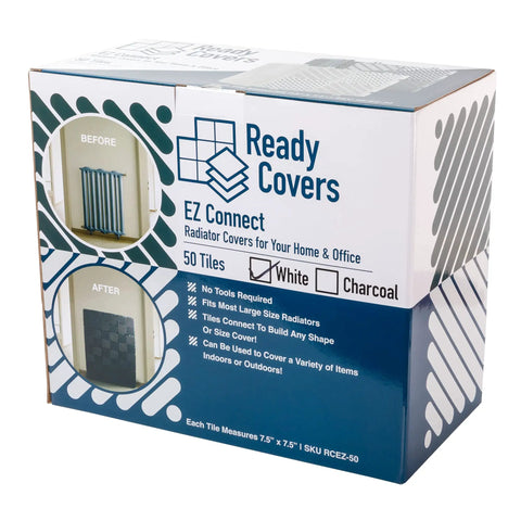 Vented Interlocking Radiator Cover Kit for Home and Office Easy Snap Connection Heat Resistant Decorative Tiles That Fit Any Shape Size or Style 7.5x7.5 Inch Tiles for Right Angles or Straight Runs Charcoal