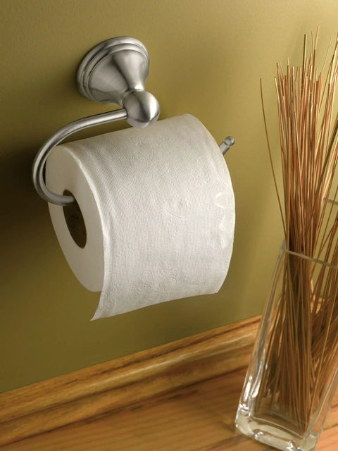 Preston Collection Spot Resist Brushed Nickel Single Post Toilet Paper Holder Wall Mount with roll, Model DN8408BN.