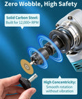 Two Pack Angle Grinder To Die Grinder Adapter Set With Five Eighths Eleven Thread Converts Grinders Into Die Grinders Includes Quarter Inch And Eighth Inch Collets Six And Three Millimeter Extension Rod For Rotary Burrs Wood Carving And Metal Polishing shown with installation process and high safety features.