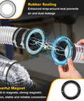 Heavy Duty 4 Inch Magnetic Dust Collection Fittings For Shop Vac Hose Quick Snap Connectors With Magnets displaying rubber seal and strong magnets.