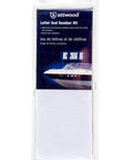 Waterproof Vinyl Boating Letter And Number Kit White Finish, 148 Pieces, Coast Guard Compliant package in clear case.