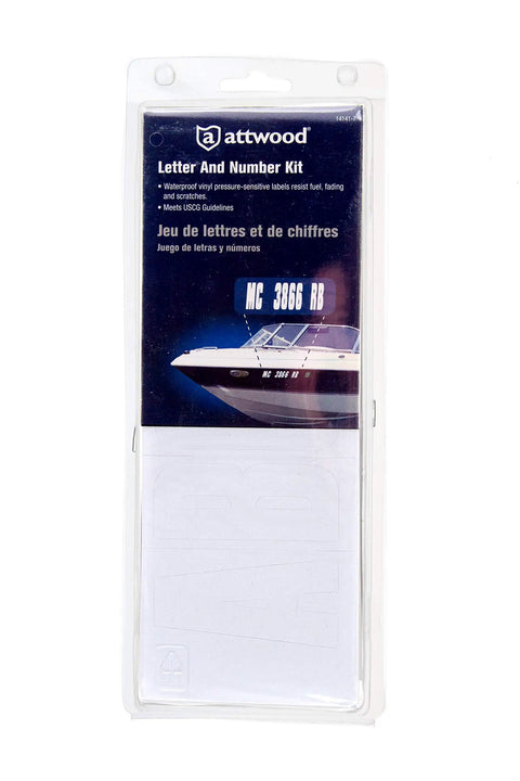 Waterproof Vinyl Boating Letter And Number Kit White Finish, 148 Pieces, Coast Guard Compliant package in clear case.