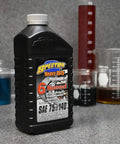 Heavy Duty Platinum Full Synthetic Six Speed Transmission Lube for Harley Transmissions bottle, 1 quart size.