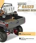 Badass Universal UTV Overbed Cargo Rack with Adjustable Mounting Brackets, showing 7" raised clearance and cargo setup.