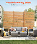 Wooden Privacy Screen For Outdoors 36 Inch Wide 73 Inch Tall Freestanding Panel With Stand Outdoor Divider on patio
