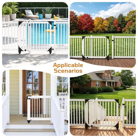 Heavy Duty Sliding Gate Kit With Smooth Rolling Wheels For Fences Workhorse Wood Gate Hardware Anti Sag System DIY Install Fits Gates 1 To 2 Inches Thick Durable Galvanized Steel Construction on white fence and deck gates