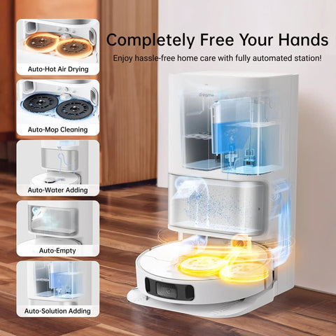 Smart Robot Vacuum And Mop System That Crushes Mess With Auto Mop Cleaning And Drying Self Refilling And Self Emptying Base