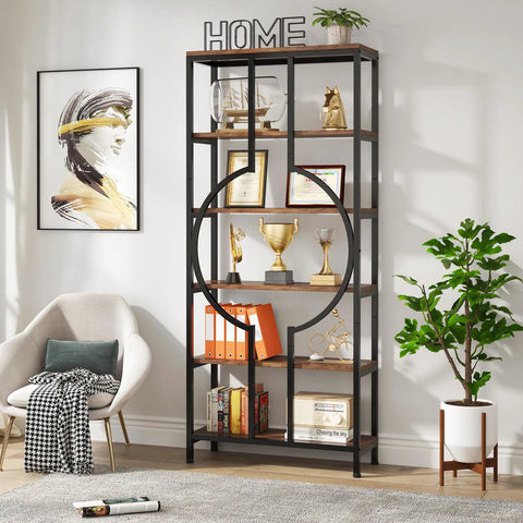 Top Tier 6 Tier Industrial Bookshelf Hella Sturdy Metal And Wood Etagere Bookcase For Living Room Decor Rustic Brown Storage Rack That Brings Serious Vibe To Any Home Office Space