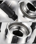 Close-up of 78mm Full Cast Rotor Front Wheel Bearing Hub Assembly direct-fit for Jeep Cherokee 1999-2001 and Wrangler 1999-2006.