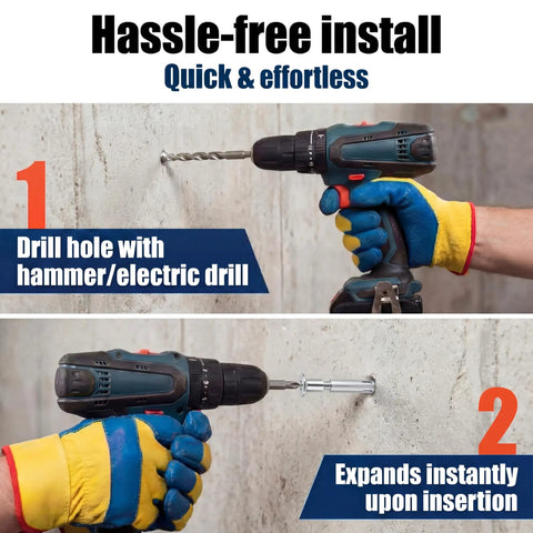 Application process for 50 Pack Heavy Duty 3/8 X 4 Inch Flat Head Sleeve Anchors For Flush Mounting Sliding Tracks Sills And Frames In Concrete With Smooth Finish.