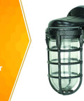Wall Mount Light In Hammered Black Finish With Die Cast Aluminum Cage Built Tough 100 Watt Incandescent Rugged Industrial Design