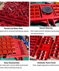 Heavy Duty Machine Skates 24 Ton Industrial Machinery Mover Featuring 360 Swivel Rollers and Center Handle For Rock Solid Workshop Gear Hauling No Sweat At All, showcasing reinforced base plate and swivel wheels.