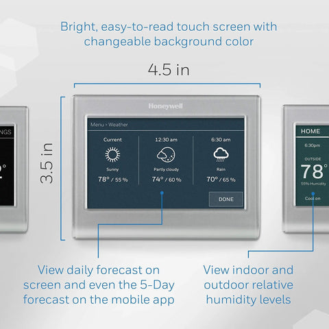 WiFi Color Thermostat With 7 Day Programmable Schedule Touch Screen And Energy Star Certification Alexa Ready Gray Finish display