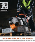 Person using R14DCT 14 Inch Electric Concrete Saw With High Torque 20 Amp Motor on concrete block indoors