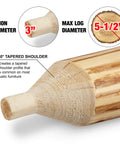 3-inch tenon with 60° tapered shoulder from Pro Grade Tenon Cutter Kit for Log Furniture with 1 to 3 Inch Cutters and Forstner Bits