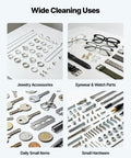 Wide cleaning uses featuring jewelry accessories, eyewear, daily small items, and small hardware for Heavy Duty Ultrasonic Cleaner.