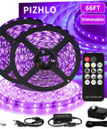 66 Foot Black Light Strips With Remote Control Dimmable Flexible Fluorescent Tape Lights 1200 LEDs For Glow Parties