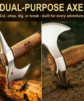 15 Inch Survival Axe For Camping And Bushcraft With Forged High Carbon Steel Blade splitting wood and digging into the ground