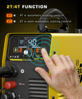 HXC400D Plasma Cutter 110/220V Dual Voltage 40A Non High Frequency Non Touch Pilot Arc With a Big LED Display control panel in use