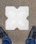 Concrete Paver Molds And Stepping Stone Set For Patio Pathway DIY Garden Decor placed on ground, showing white plastic mold pattern