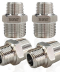 4 Pack 3/4 to 1/2 NPT Reducing Hex Nipples, 304 Stainless Steel, Heavy Duty Pipe Fittings, Male to Male Reducer Adapters