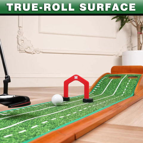 Indoor And Outdoor Golf Putting Green Mat With Three Gates And Two Holes, ball and gate setup for home practice