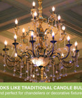 Elegant chandelier with dimmable candelabra LED light bulbs 40W equivalent E12 CA10 flame tip 2700K warm white 300LM