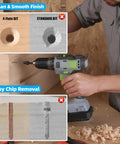 Manual drilling with a 13 Piece Countersink Drill Bit Set With One Quarter Inch Hex Shank And Magnetic Extension Bit Holder For Woodworking.