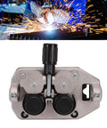 Close-up of Four Roller MIG Wire Feeder Motor With Adjustable Speed 2-15 m/min, DC 24V 40W, dual feed mechanism visible.