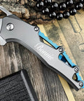 Folding Pocket Knife With D2 Steel Blade And Lightweight T6 Aluminum Alloy Handle on wood surface