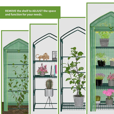 4 Tier Mini Greenhouse For Indoor And Outdoor Use With 24lbs Per Shelf, Portable No Fuss Assembly, Durable PE Cover, Grab And Go Setup For Balcony Patio Backyard Garden, Great For Herbs Vegetables And Seedlings