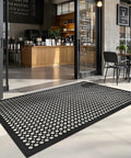Anti Fatigue Rubber Floor Mat For Restaurant And Kitchen Durable Drainage Outdoor Doormat No Slip For Bars And Commercial Use Black 36 By 60 Inches Heavy Duty Workhorse Non Slip Entrance Mat For High Traffic Areas installed at cafe entrance