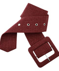 Burgundy belt with grommet holes, using 100 Piece Grommet Kit Metal Eyelets Set For Shoes Clothes Belts Bags DIY Projects 3mm Inner Hole One Eighth Inch Gold Tone Iron Rust Proof Durable Washer Included