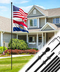 10 Ft In Ground Flag Poles Kit For Double Flag Display With Sturdy 5 Prong Base Windproof Setup in Residential Yard