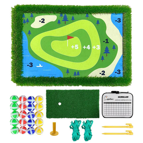 Floating Golf Green For Pool 35 By 24 Inch Chipping Green Practice Mat set with accessories and scorecard