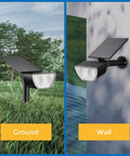 Outdoor Solar Spotlight Set 3000K Warm White, IP67 Waterproof, Adjustable Light Head And Solar Panel, Ground and Wall Mount