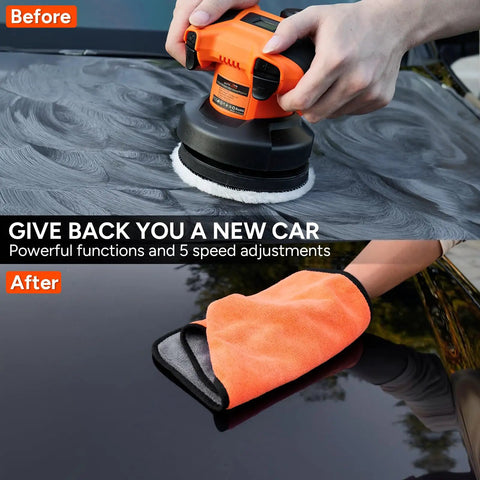 Cordless Car Polisher Kit With 12V 2000mAh Battery Dual Handle Buffer For Car Detailing And Paint Polishing Easy Speed Control Lightweight Design Great For Lampshade And Trim Finishing