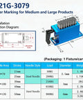 Flexible Stainless Steel Fixture For CNC Laser Marking installation diagram with dimensions and specifications