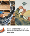 Electricians using Lever Nuts Splicing Connector For Solid And Stranded Conductors 5 Conductor With Operating Levers 24-12 AWG Transparent Housing Box Of 25 Pieces Plug And Play Push Lever Lock Ideal For Quick Home And Professional Wiring in ceiling and wall wiring