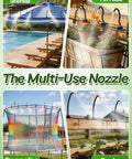 Complete 49 Foot Drip Irrigation Kit With 15 Adjustable 360 Degree Sprayers on umbrella, terrace, trampoline, and garden.