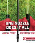 Demonstration of adjustable cone nozzle on One Gallon Pump Sprayer with Translucent Tank for lawn care and pest control.