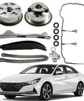 Timing Chain Kit With VVT Camshaft Sprocket And Both Intake And Exhaust Sprockets Plus Valve Cover Gasket For Hyundai Elantra Kona Veloster Kia Forte And Soul 20L Direct Replacement Parts Kit