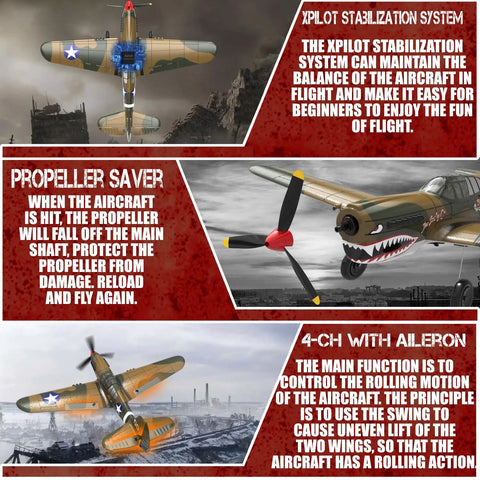 4 Channel RC Airplane For Beginners Ready To Fly With Xpilot Stabilization System And One Key Aerobatics P 40 Warhawk Style