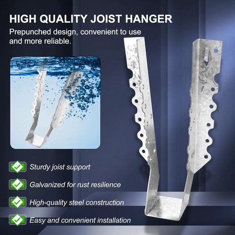 Premium Galvanized 2x10 Joist Hanger Bracket For Wood Decking And Framing 18 Gauge Face Mount Built Tough Rust Resistant And Heavy Duty Easy Install Great For Decks Floors Rafters Ceilings 20 Pack