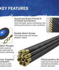 Heavy Duty Drain Cleaning Rods 9 Meters Long With Ten Flexible Interlocking Tubes Rust Proof Brass Couplings And A Spiral Auger Attachment showing connectors and features.