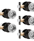 Octagon Crystal Door Knob Set For Privacy In Oil Rubbed Bronze Finish Clear Glass Knobs For Bathroom And Bedroom 5 Pack