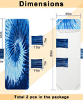 Dimensions of Pair Of Tie Dye Lounge Chair Covers With Pockets 85x30 In Oversized Beach Poolside Chaise Covers Blue Grey Set Of 2