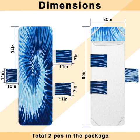Dimensions of Pair Of Tie Dye Lounge Chair Covers With Pockets 85x30 In Oversized Beach Poolside Chaise Covers Blue Grey Set Of 2